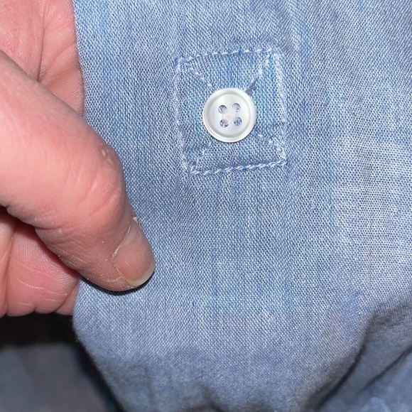 Club Room  size XL blue denim button down with roll tab button fun check lined - Picture 11 of 15